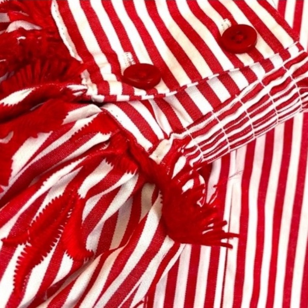 Chico’s Poplin 3D Embroidered Sleeve Shirt with Billow Sleeves - Love Letter Red - Picture 3 of 6
